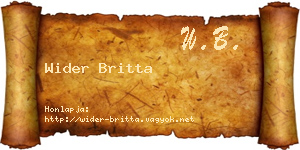 Wider Britta névjegykártya